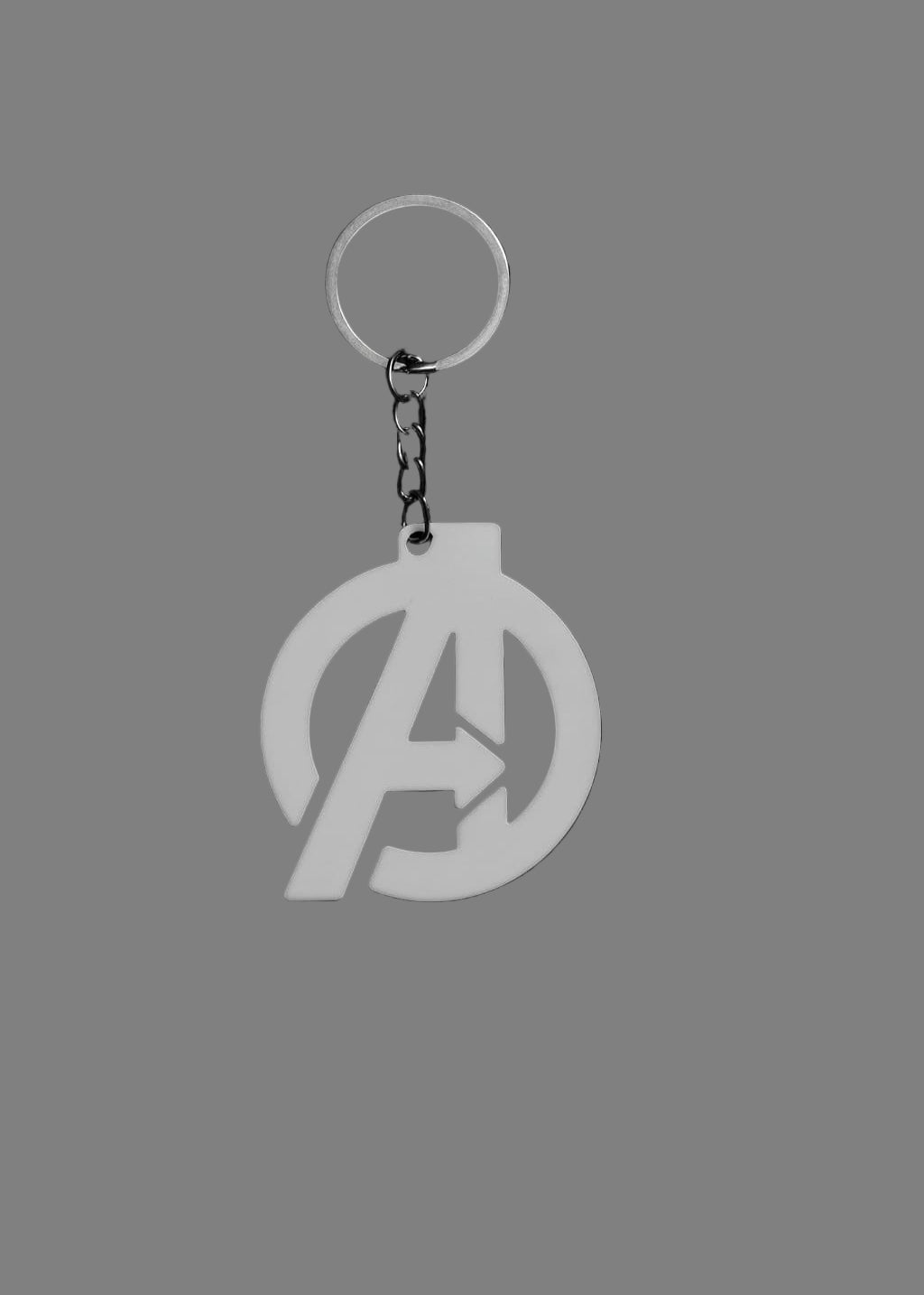 Keychain with Avengers logo on a black background